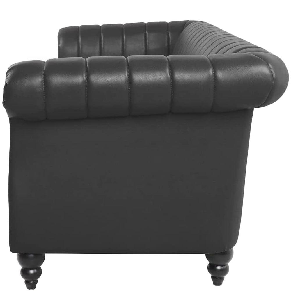 Classic Three Seater Chesterfield Pu Leather Sofa With Channel Back-NOSGA