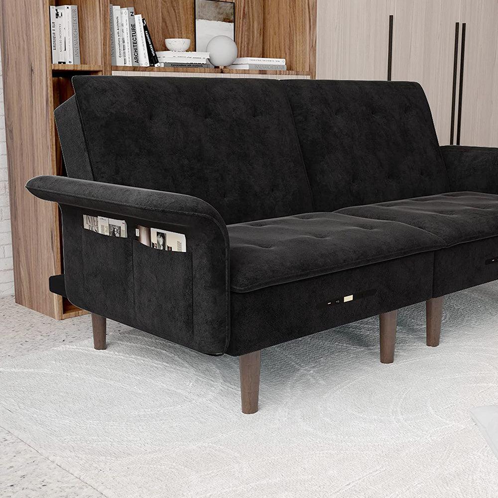 Adjustable & Multifunctional Velvet Sofa Bed with USB Rechargeable-NOSGA