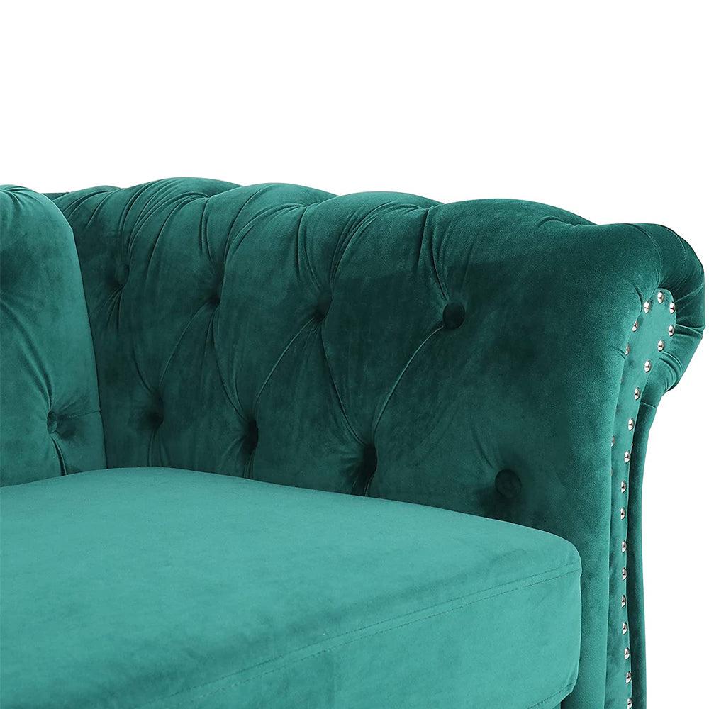 Velvet 3-Seat Chesterfield Sofa with Button Tufted Back-NOSGA