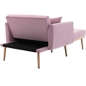 Adjustable Tufted Backrest Velvet Chaise Lounge Indoor-NOSGA
