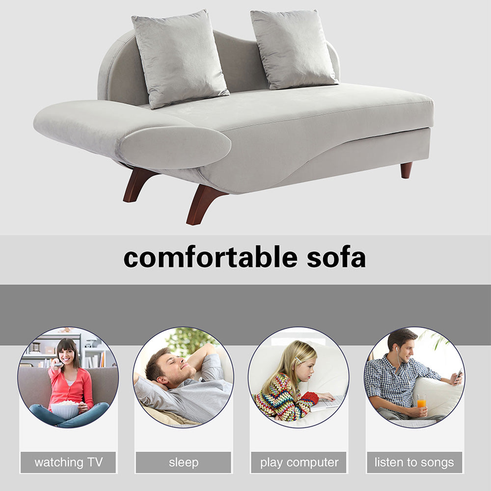 Functional Storage Chaise Lounge with 2 Pillows