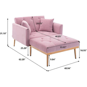 Adjustable Tufted Backrest Velvet Chaise Lounge Indoor-NOSGA