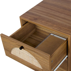 Nightstand with 2 Rattan Storage Drawers