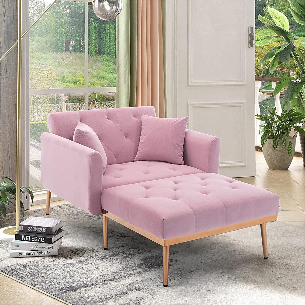 Adjustable Tufted Backrest Velvet Chaise Lounge Indoor-NOSGA