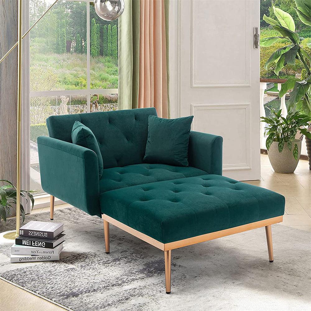 Adjustable Tufted Backrest Velvet Chaise Lounge Indoor-NOSGA