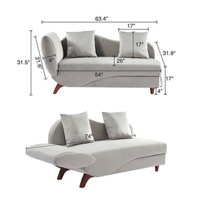 Functional Storage Chaise Lounge with 2 Pillows