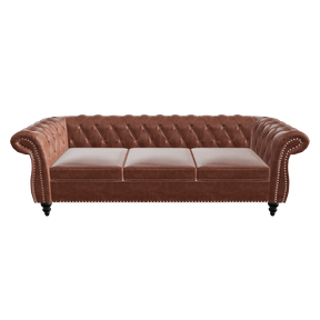 Pu Leather 3-Seat Chesterfield Sofa with Tufted Back