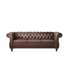 Pu Leather 3-Seat Chesterfield Sofa with Tufted Back-NOSGA